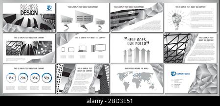 Vorlage/Design für Business-Präsentationen - hd-Format - 1.920 x 1.080 Pixel - vollständig anpassbares Vektordesign - Ersetzen Sie Text und Fotos, um Beruf zu schaffen Stock Vektor