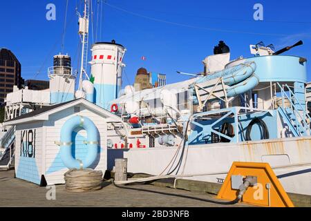 HMCS Sackville Naval Memorial, Harborwalk, Halifax, Nova Scotia, Kanada Stockfoto