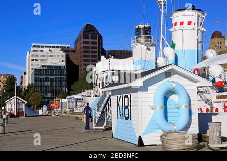 HMCS Sackville Naval Memorial, Harborwalk, Halifax, Nova Scotia, Kanada Stockfoto