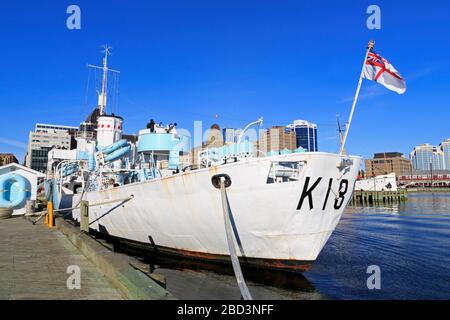 HMCS Sackville Naval Memorial, Harborwalk, Halifax, Nova Scotia, Kanada Stockfoto