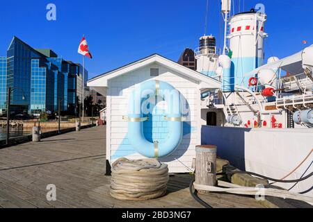 HMCS Sackville Naval Memorial, Harborwalk, Halifax, Nova Scotia, Kanada Stockfoto