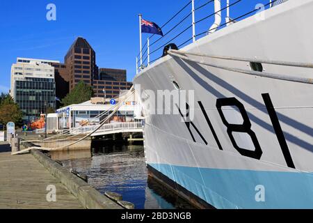 HMCS Sackville Naval Memorial, Harborwalk, Halifax, Nova Scotia, Kanada Stockfoto