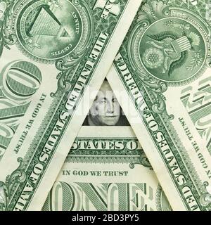 Pyramide Ein Dollar - In God We Trust Stockfoto