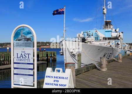 HMCS Sackville Naval Memorial, Harborwalk, Halifax, Nova Scotia, Kanada Stockfoto