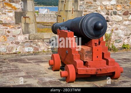 Canon in King's Bastion, Festung Louisbourg National Historic Site, Cape Breton Island, Nova Scotia, Kanada Stockfoto