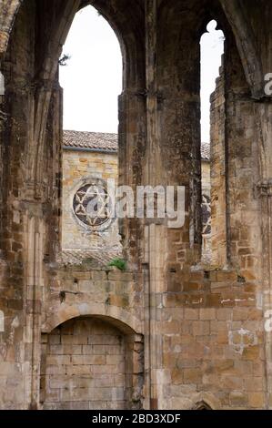 Ruinen der zerfallenden alten Abtei in Alet-les-Bains, Departement Aude, Frankreich Stockfoto