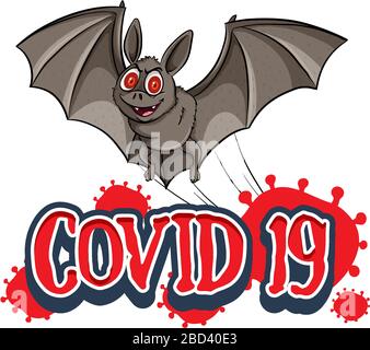 Plakatdesign für Coronavirus mit wilder Fledermauszeichnung Stock Vektor