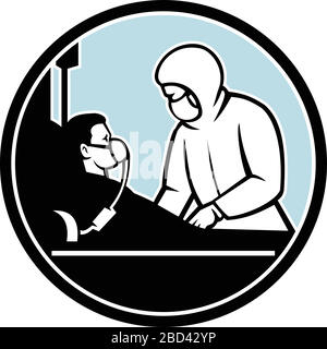 Abbildung eines medizinischen Arztes, einer Krankenschwester oder einer medizinischen Berufsmaske oder einer persönlichen Schutzausrüstung behandeln eine infektiöse und ansteckende PA Stock Vektor