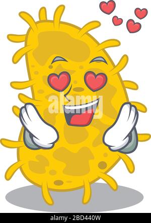 Süße Bakterienspirilla-Zeichentrickfigur hat sich ins Gesicht verliebt Stock Vektor