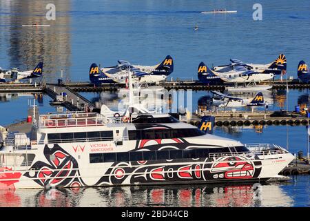 Seaplane Dock in Coal Harbour, Vancouver, British Columbia, Kanada, USA Stockfoto