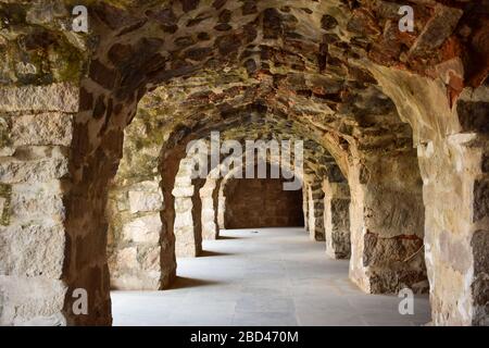 Historisches Fort Stone Wall Corridor Stock Photography Image Stockfoto