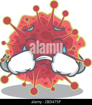 Cartoon-Charakter-Design von Coronaviridae mit einem weinenden Gesicht Stock Vektor