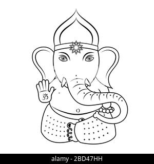 Ganesha - indischer gott - Umriss Stockfoto