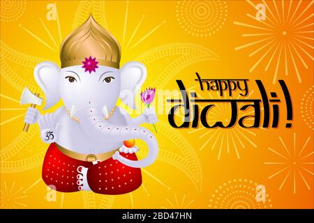 Glückliche Diwali Karte mit Ganesha Stockfoto