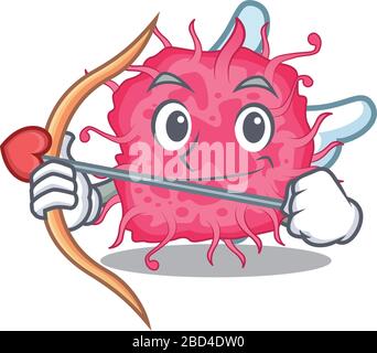 Pathogene Bakterien in kupiger Zeichentrickfigur mit Pfeil und Flügeln Stock Vektor