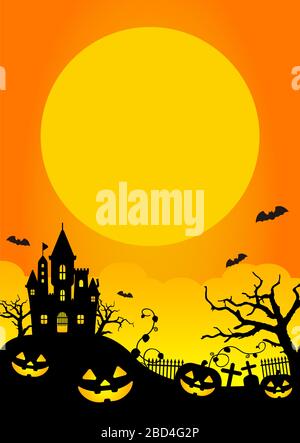 Hintergrundvektorillustration Halloween Silhouette Design der Poster-(Flyer-)Vorlage Stock Vektor