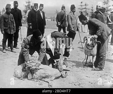 Türken opfern Tiere vor dem Kampf, möglicherweise während des ersten Weltkriegs Stockfoto