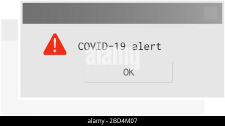 Gefahr der Darstellung von Coronavirus. PC wird mit einem Kovidalalarm angezeigt Stock Vektor