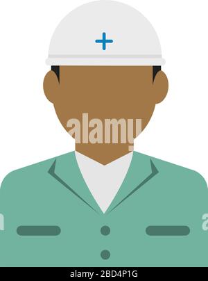 Junger männlicher Arbeiter Avatar flache Abbildung (Oberkörper) / Arbeiter mit blauem Kragen, Rettungskräfte Stock Vektor