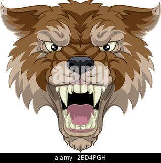 Wolf oder Werewolf Monster Scary Dog Angry Mascot Stock Vektor