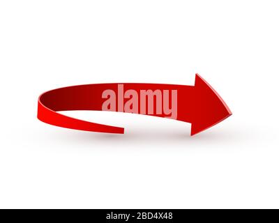 Realistischer roter, wirbelnde Pfeil. Vektorgrafiken auf weißem Hintergrund Stock Vektor