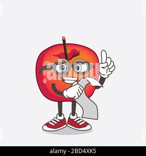 Eine Illustration von Crab Apple Cartoon Maskottchen Figur mit einem Menü Stockfoto