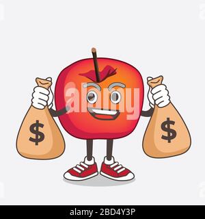 Eine Illustration von Crab Apple Cartoon Maskottchen Charakter hält Geldbeutel Stockfoto