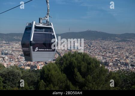 Seilbahn, Schloss Montjuïc, Hügel Montjuïc, Barcelona, Katalonien, Spanien, Europa Stockfoto