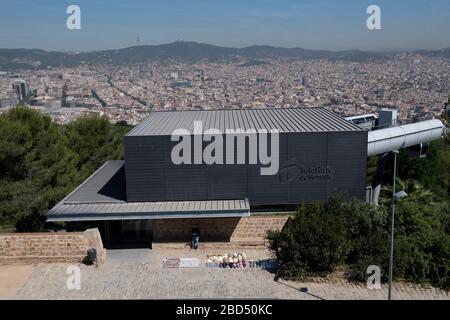 Seilbahnterminal, Schloss Montjuïc, Hügel Montjuïc, Barcelona, Katalonien, Spanien, Europa Stockfoto