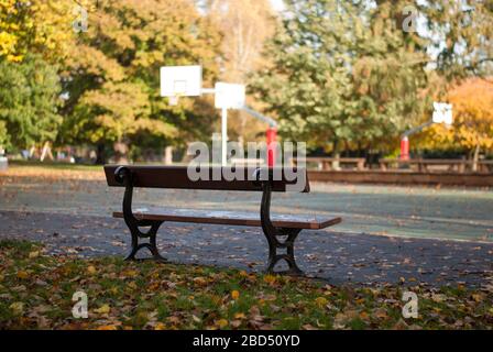 Basketballplätze im Herbst im Ravenscourt Park, Paddenswick Rd, Hammersmith, London W6 0UA Stockfoto