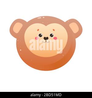 Süßer Kawaii Affe. Tier isoliert auf weißem Hintergrund. Vektorgrafiken Stock Vektor