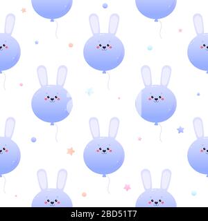 Süßes Kawaii Hase Kaninchen. Nahtloses Muster für Tiere. Vektorgrafiken Stock Vektor