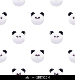 Süßer Kawaii Panda, Bär. Nahtloses Muster für Tiere. Vektorgrafiken Stock Vektor