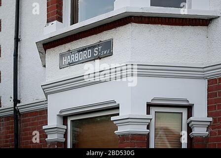 Straßenschild in der Harbord Street Fulham, London, SW6 Stockfoto