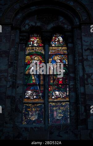 Glasfenster der Heiligen, Erlöserkathedrale, Ávila, Kastile und León, Spanien, Europa Stockfoto