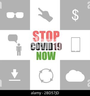 Pandemie stoppt Roman Coronavirus Ausbruch kovid 19 2019-nCoV Symptome Stockfoto