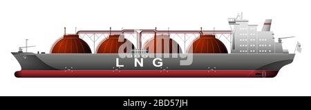 Ein riesiger Schiffstanker mit Flüssiggas LNG. Gashandel. Transport gecharterter Güter. Stock Vektor