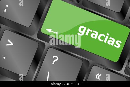 Computer-Tastatur-Tasten mit Wort Gracias, Spanisch danke Stockfoto