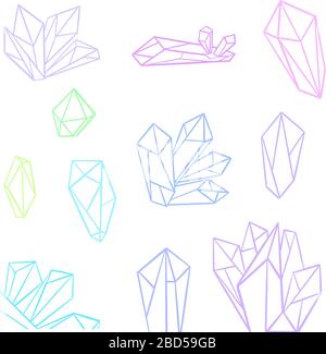 Geometrische Abstrakte Diamant-Kristallformen Vektor-Illustrationen Stock Vektor