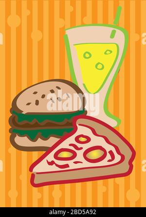 Eine Reihe von Vektorgrafiken illustrierte fast Food. Stock Vektor