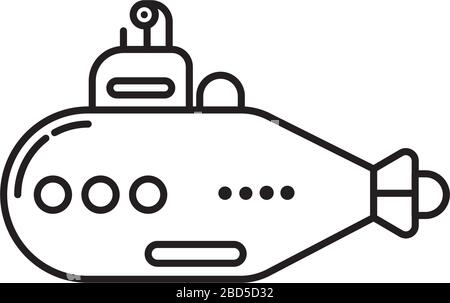 Vektor-Liniensymbol für U-Boot-Schiffe für den Tag des U-Bootes am 11. April. Stock Vektor