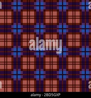 Nahtlose Schattierungen in dunkelvioletten, braunen Farben und blauen, beigen Farbtönen, Illustrationsmuster als Tartan-Plaid Stock Vektor