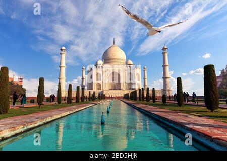 Taj Mahal Mausoleum, berühmter Anblick Indiens, Agra Stockfoto