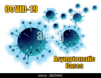 Covid-19 asymptomatische Fälle auf blauem und weißem Hintergrund Stockfoto