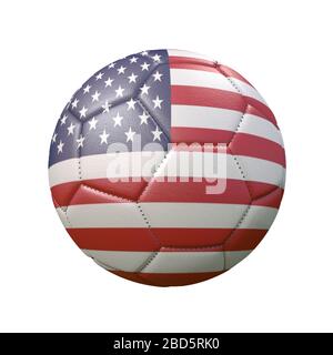 Fußball in Flaggenfarben isoliert auf weißem Hintergrund. USA. 3D-Bild Stockfoto