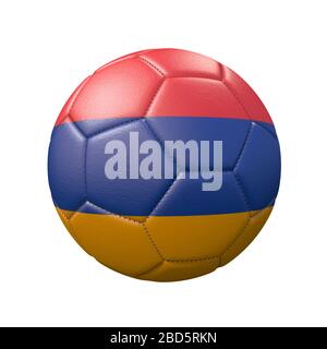 Fußball in Flaggenfarben isoliert auf weißem Hintergrund. Armenien. 3D-Bild Stockfoto