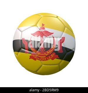 Fußball in Flaggenfarben isoliert auf weißem Hintergrund. Brunei. 3D-Bild Stockfoto