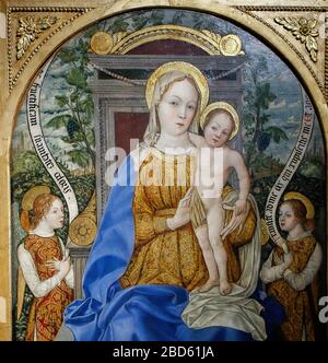 Italien Lombardei - Cremona - Bürgermuseum - "Ala Ponzone" - Bembesco Maler: Madonna thront mit Kind und zwei Engeln - Detail Stockfoto