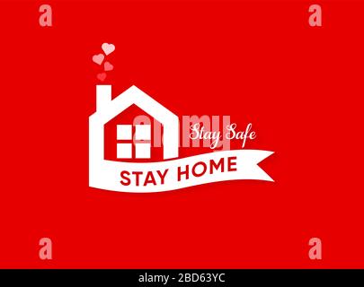 Stay Home Ratschlag Banner Schutz vor Pandemie COVID-19 Roman Coronavirus. Stock Vektor