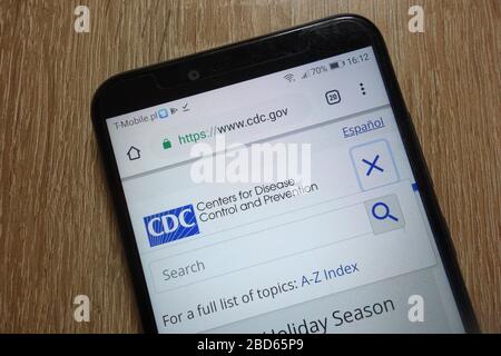 Center for Disease Control and Prevention (CDC) Website auf dem Smartphone angezeigt Stockfoto